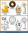 Coloring Book For Children - Alphabet D Vector Illustration ...