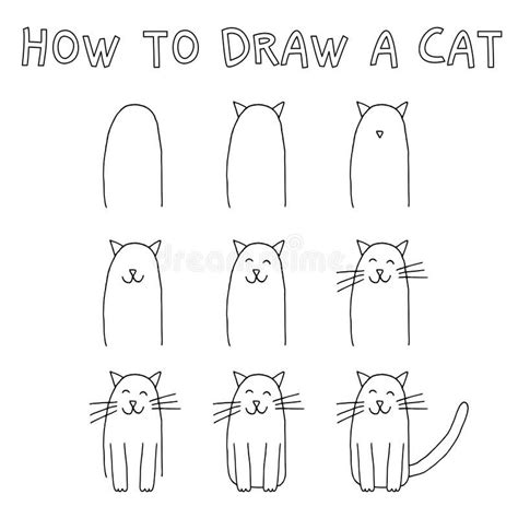 Wie Man Eine Katze Zeichnet Vektor Abbildung Illustration Von