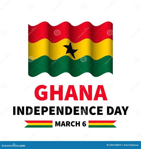 Ghana Independence Day Typography Poster Ghanaian Holiday On March 6 Stock Vector