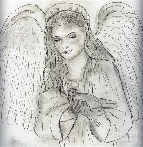 Peaceful Angel Drawing By Sonya Chalmers Fine Art America