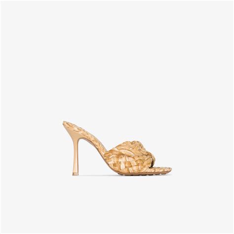 Bottega Veneta Neutral Stretch 90 Raffia Sandals Browns