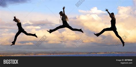 Leaping Woman Sunset Image And Photo Free Trial Bigstock