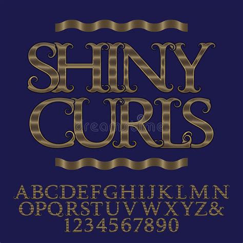 Wavy Patterned Gold Letters With Initial Monogram Elegant Font Stock