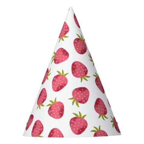 Sweet Pink Strawberry Seamless Pattern Party Hat Party
