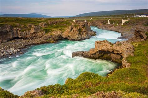 The Milky Blue Waters Of The Skjalfandafljot River Iceland Stock Image