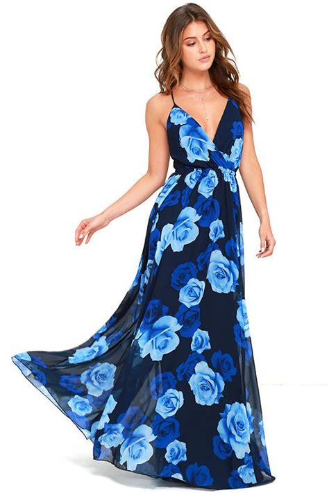 Only In Dreams Navy Blue Floral Print Maxi Dress 2769054 Weddbook