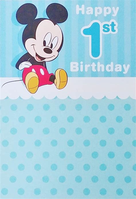 Happy 1st Birthday Mickey Mouse Greeting Card Youre Cute And Youre
