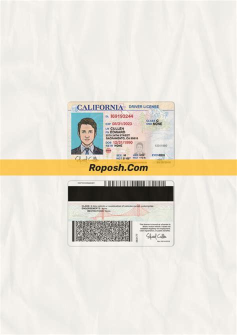 California Drivers License Template Psd Free Download Roposh