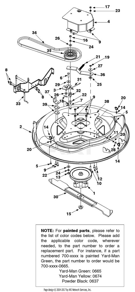 Mtd 13a 325 402 2001 Parts Diagram For Spindle And Deck Assembly