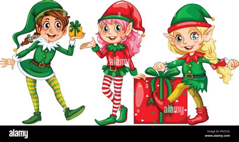 A Set Of Female Elf Illustration Stock Vector Image And Art Alamy