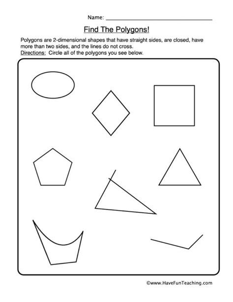 Find The Polygons Shapes Worksheet Have Fun Teaching