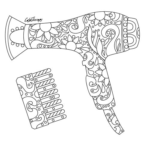 Coloring page description hairdresser coloring page. hair dryer to color with Color Therapy: http://www.apple.co/1Mgt7E5 #colortherapyapp #colorin ...