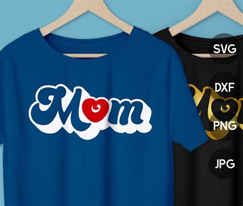Mom With Retro Heart Svg Mothers Day Sublimation Design Etsy