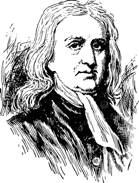 Sir Isaac Newton Ilustración Vintage Gravitación Señor Blanco Vector