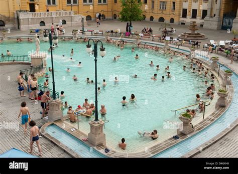 Outdoor Pool With Men And Women At Szechenyi Thermal Baths Budapest