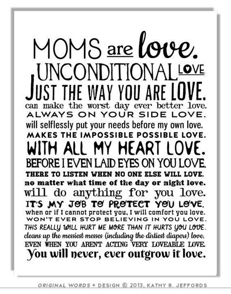 Mothers Day T For Mom Unconditional Love Poem Art Print Birthday