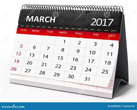 March 2017 Desktop Calendar 3d Illustration Stock Illustration