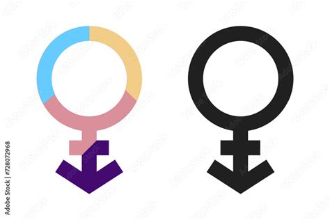 Transgender Sex Icon Set Androgynous And Intersex Gender Identity Sign Colorful Transgender