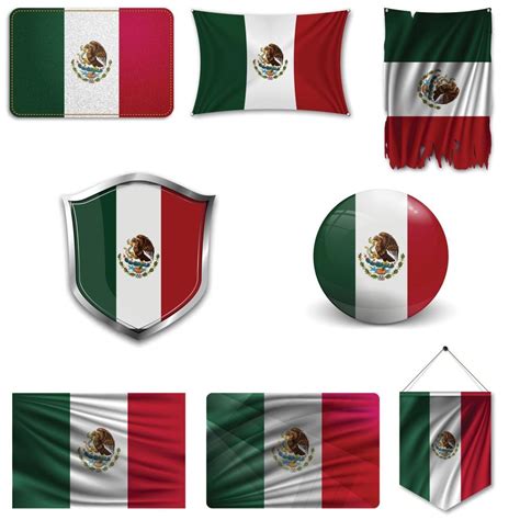 Conjunto De La Bandera Nacional De M Xico En Diferentes Dise Os Sobre Un Fondo Blanco