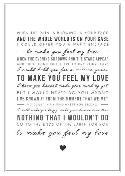 Adele Make You Feel My Love Song Lyrics Print Typographic Wall Art