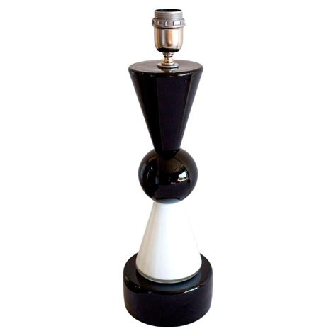 Contemporary Italian Table Lamp In Blown Murano Glass Black And White