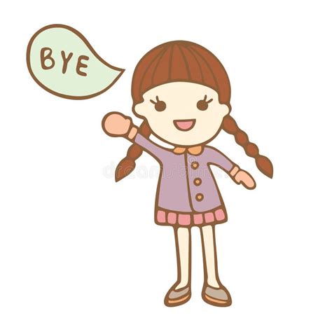 Cartoon Cute Girl Saying Bye Stock Vector Illustration Of Cute