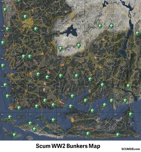 Scum WW2 Bunkers Locations Map - All Scum Location Maps