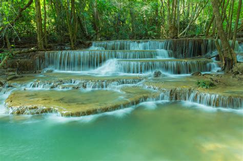 Waterfall In Tropical Forest At National Park Kanchanaburi Province