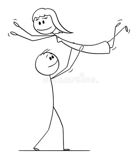 Vector Cartoon Of Heterosexual Couple Of Man And Woman Performing Dance