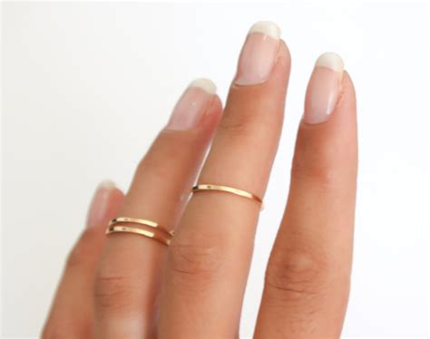 Gold Stacking Rings Above The Knuckle Rings Gold Midi Ring Etsy