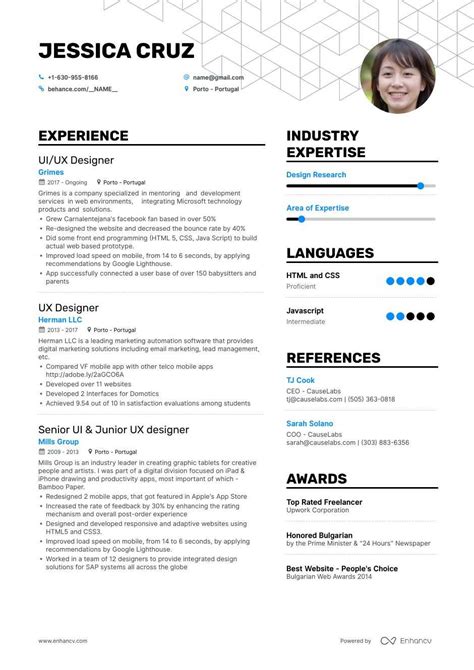 Start with these free cv builder apps that guide you to make a striking job portfolio. Best UX/UI Designer Resume Examples with Objectives, Skills & Templates