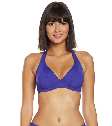 sunsets solid muse halter underwire bikini top d dd cup at