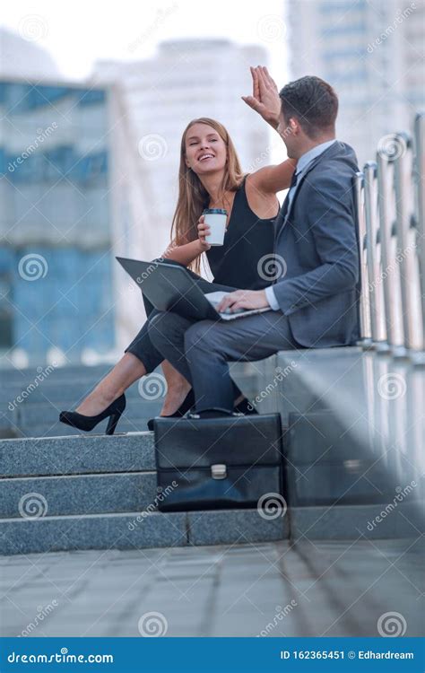 Corporate Business Couple Giving Each Other A High Five Stock Image