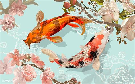 Koi Fish Painting Desktop Wallpaper Free For Commercial Use High