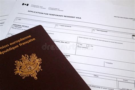 Canadian Application Form To Obtain A Temporary Resident Visa Editorial