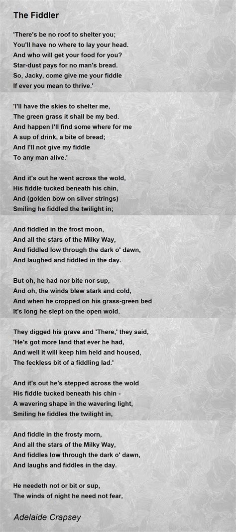 The Fiddler The Fiddler Poem By Adelaide Crapsey