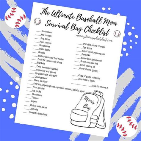 How To Pack The Ultimate Baseball Mom Survival Bag Printable Checklist