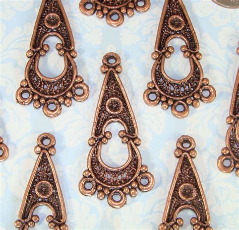 6 Chandelier Earring Charms Findings Copper Connector Etsy