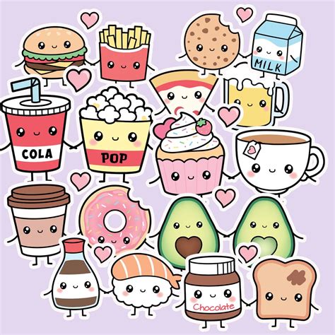 9 Pcs Food Combo Sticker Pack Cute Food Stickers Best Etsy