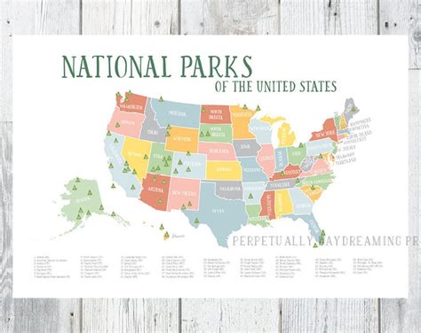 Americas National Parks Map Printable Explorer Etsy