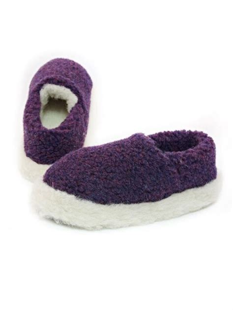 Dark Purple Wool Slippers The Sweater Shop