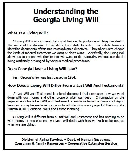 Free Printable Living Will Form Georgia Printable Form 2024