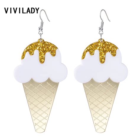 VIVILADY Cute Ice Cream Acrylic Drop Dangle Earrings Women Trendy Accessory Birthday Jewelry