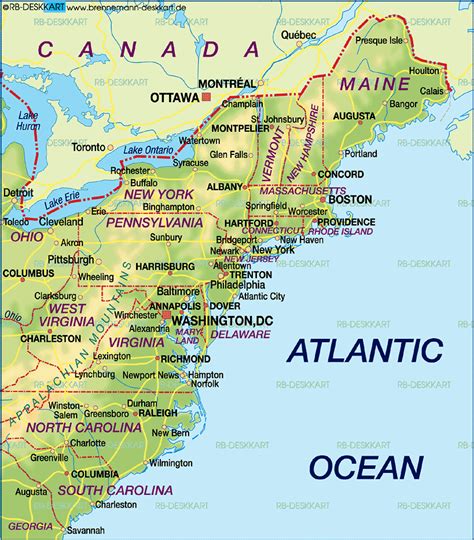 Map Of North East Coast Usa Draw A Topographic Map