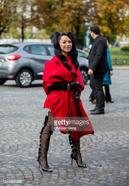 Bella Poarch Is Seen Wearing Red Coat Outside Loréal During Paris