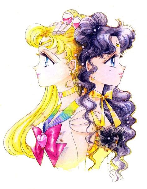 Sailor Moon And Luna Original Art For Princess Kaguya Cover Manga
