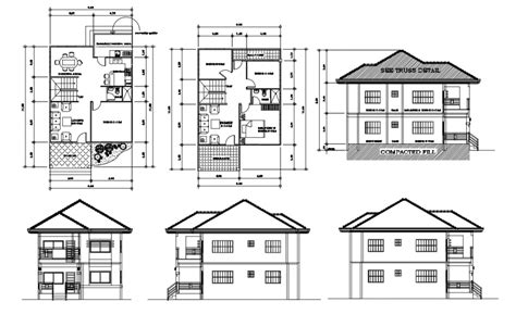 2d Cad Drawing Of House 2 Elevation Autocad Software Cadbull