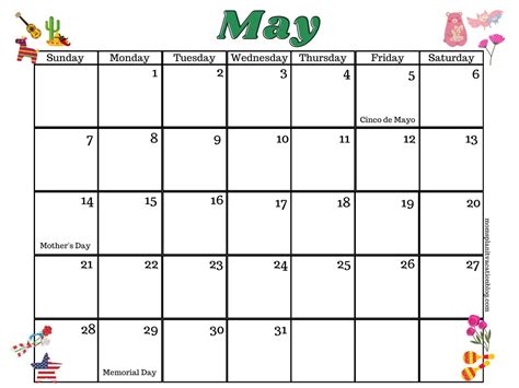 Free May Printable Calendar Templates 2023
