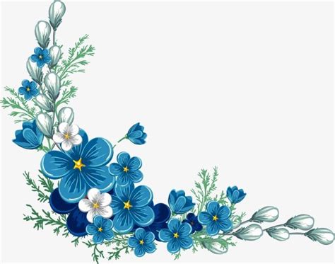 Blue Flower Painting Png Image Painted Blue Flower Blue Flower Blue