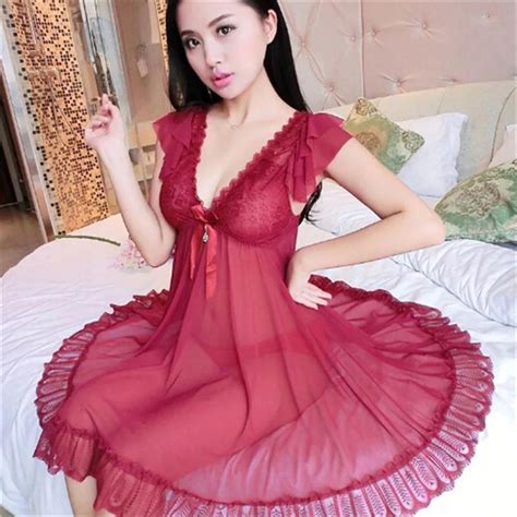 Buy Farewell Women Dress Sexy Satin Lace V Neck Nightgown Sleep Nightdress At Affordable Prices